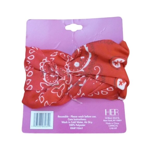 HER Accessories Multi Use Headwrap Or Protective Mask Red Bandana Reusable - Picture 3 of 3